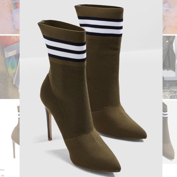 Steve Madden Century Sock Bootie in Olive - Picture 2 of 8